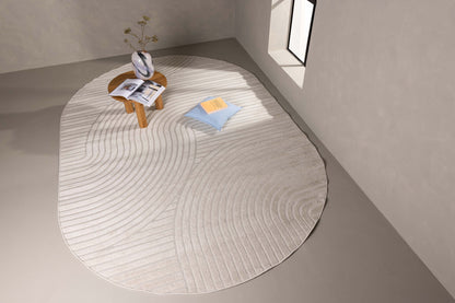 Vince Solar Teppich Oval, Weiß, 340x240cm