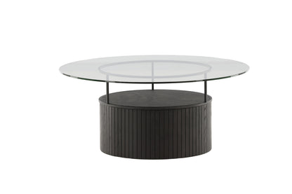 Bovall Couchtisch aus Eschenholz und Glas in Schwarz