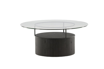 Bovall Couchtisch aus Eschenholz und Glas in Schwarz