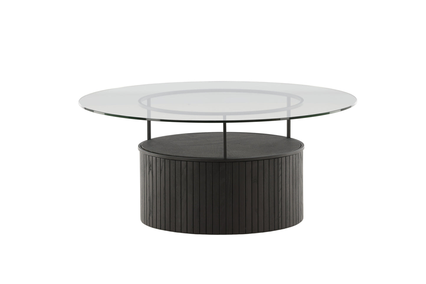 Bovall Couchtisch aus Eschenholz und Glas in Schwarz