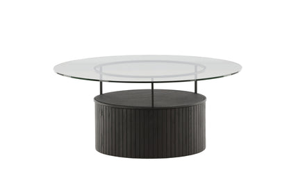 Bovall Couchtisch aus Eschenholz und Glas in Schwarz