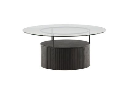 Bovall Couchtisch aus Eschenholz und Glas in Schwarz