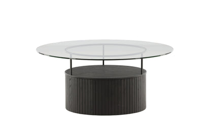 Bovall Couchtisch aus Eschenholz und Glas in Schwarz