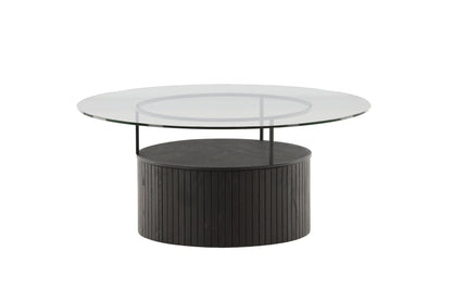 Bovall Couchtisch aus Eschenholz und Glas in Schwarz