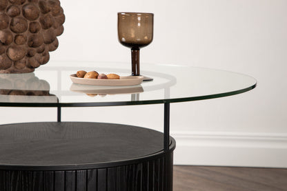 Bovall Couchtisch aus Eschenholz und Glas in Schwarz