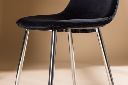 Polar Esszimmerstühle, 2er Set, schwarze Samtoptik