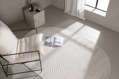 Vince Solar Teppich Oval, Weiß, 230x160cm