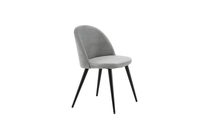 2er-Set Esszimmerstühle Velvet, Graue Samt-Optik