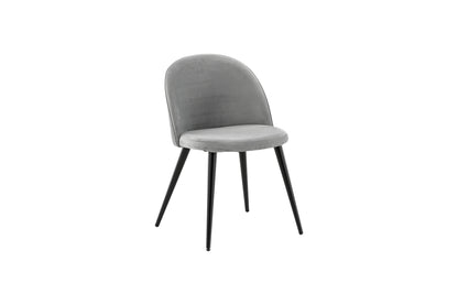 2er-Set Esszimmerstühle Velvet, Graue Samt-Optik