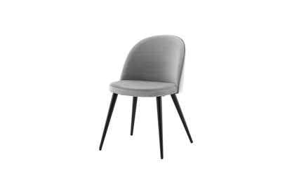 2er-Set Esszimmerstühle Velvet, Graue Samt-Optik