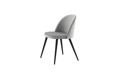 2er-Set Esszimmerstühle Velvet, Graue Samt-Optik