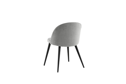 2er-Set Esszimmerstühle Velvet, Graue Samt-Optik