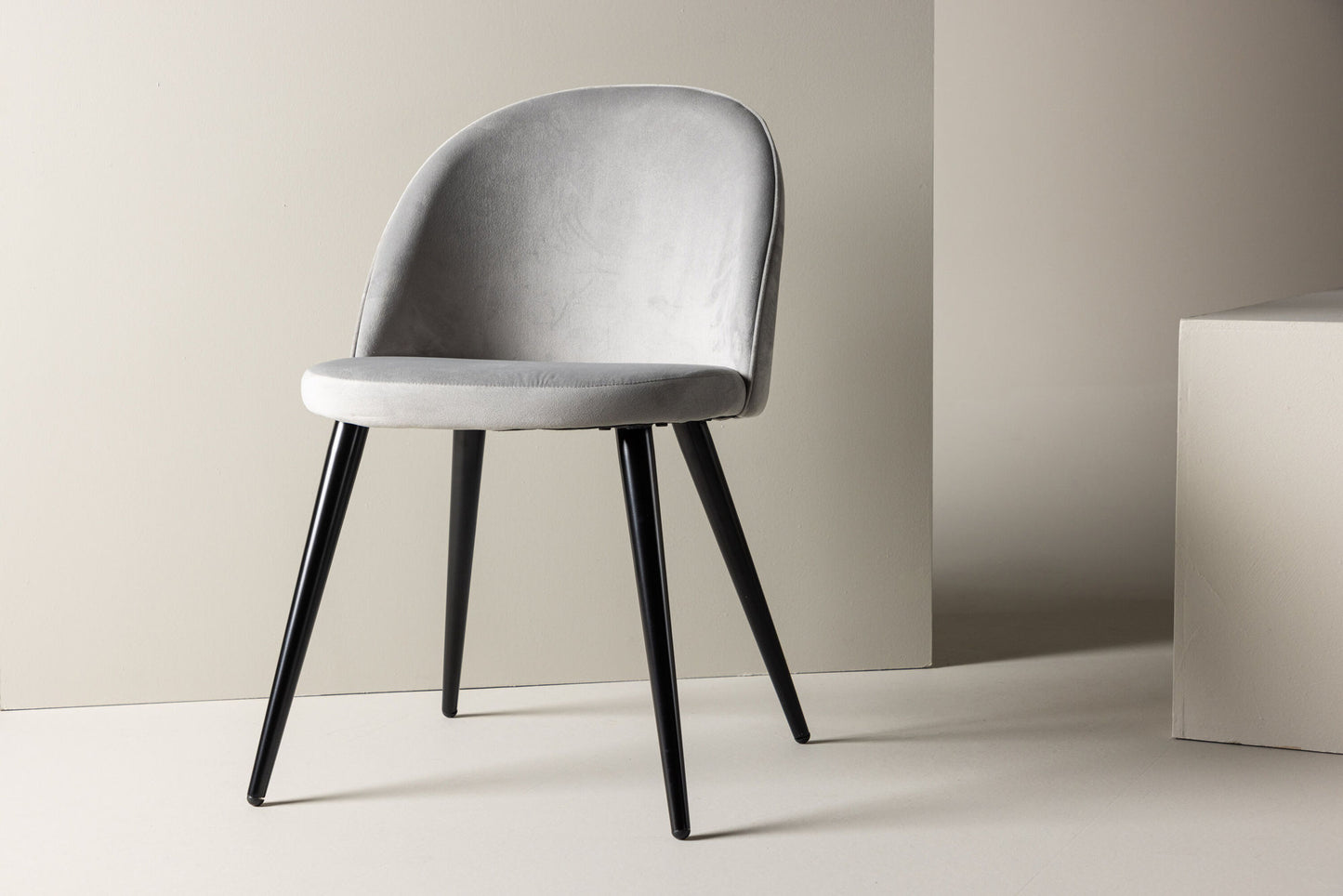 2er-Set Esszimmerstühle Velvet, Graue Samt-Optik