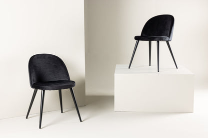 2er-Set Esszimmerstühle Velvet, Schwarze Samt-Optik