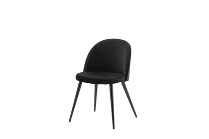 2er-Set Esszimmerstühle Velvet, Schwarze Samt-Optik