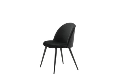 2er-Set Esszimmerstühle Velvet, Schwarze Samt-Optik