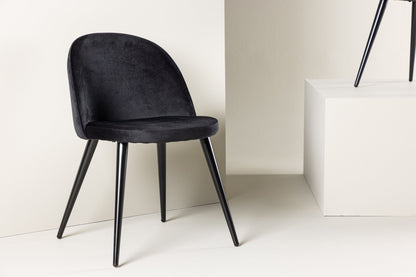 2er-Set Esszimmerstühle Velvet, Schwarze Samt-Optik