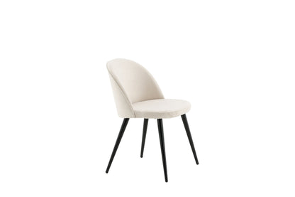 2er-Set Esszimmerstühle Velvet, Creme/Weiße Samt-Optik