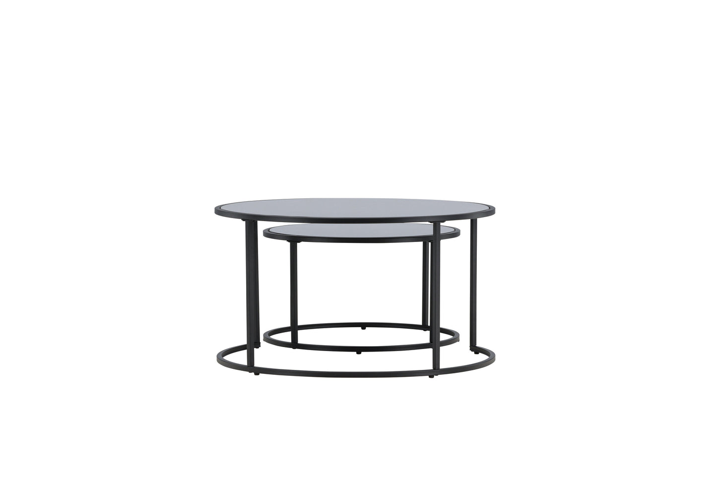 Twin Couchtisch 2er Set aus Glas/Stahl in Schwarz