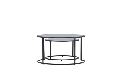 Twin Couchtisch 2er Set aus Glas/Stahl in Schwarz