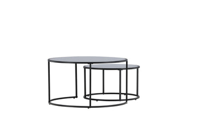 Twin Couchtisch 2er Set aus Glas/Stahl in Schwarz