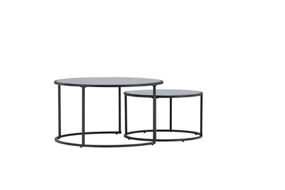 Twin Couchtisch 2er Set aus Glas/Stahl in Schwarz