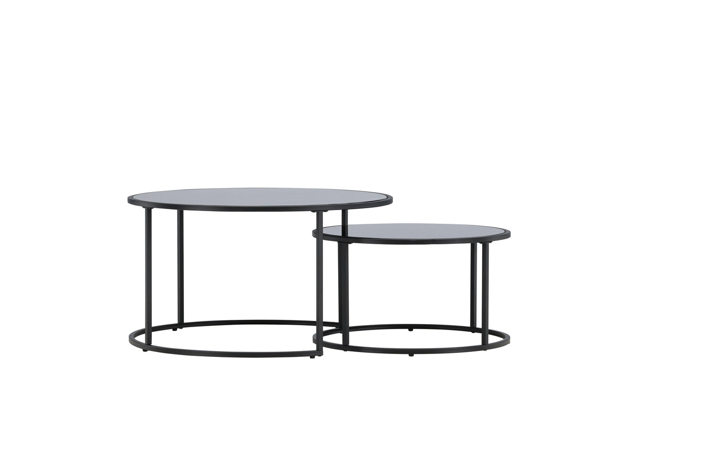Twin Couchtisch 2er Set aus Glas/Stahl in Schwarz