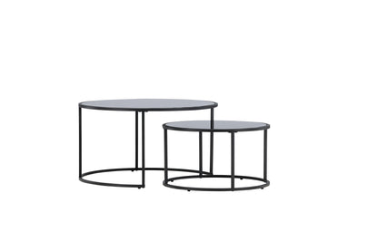 Twin Couchtisch 2er Set aus Glas/Stahl in Schwarz