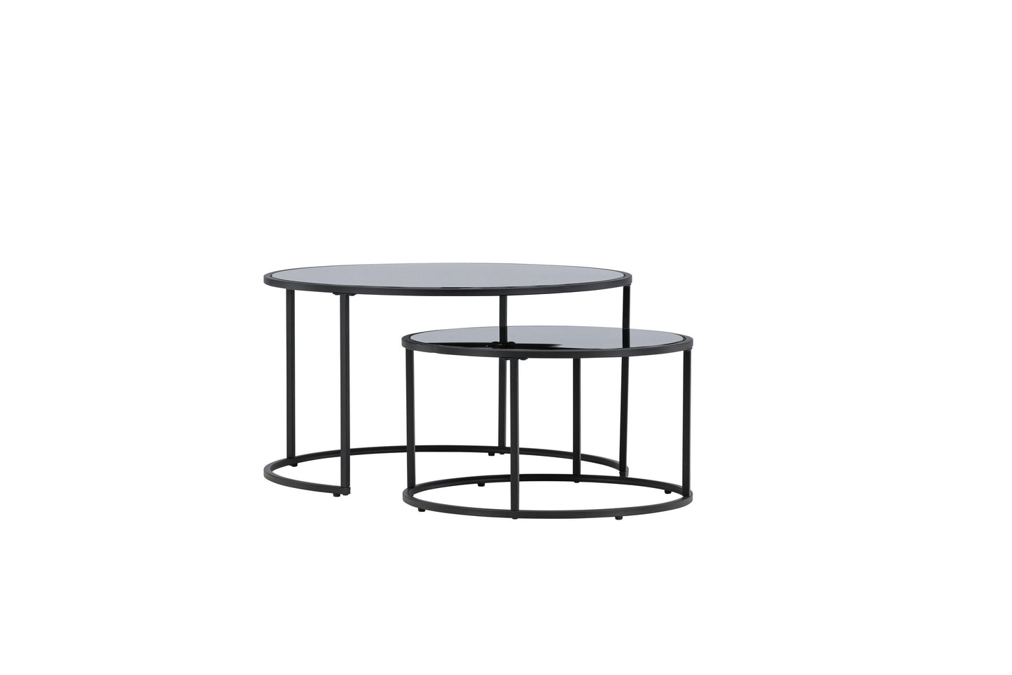 Twin Couchtisch 2er Set aus Glas/Stahl in Schwarz