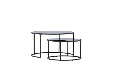Twin Couchtisch 2er Set aus Glas/Stahl in Schwarz