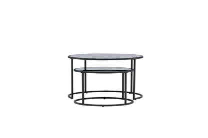 Twin Couchtisch 2er Set aus Glas/Stahl in Schwarz