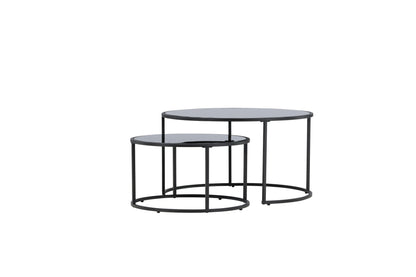 Twin Couchtisch 2er Set aus Glas/Stahl in Schwarz