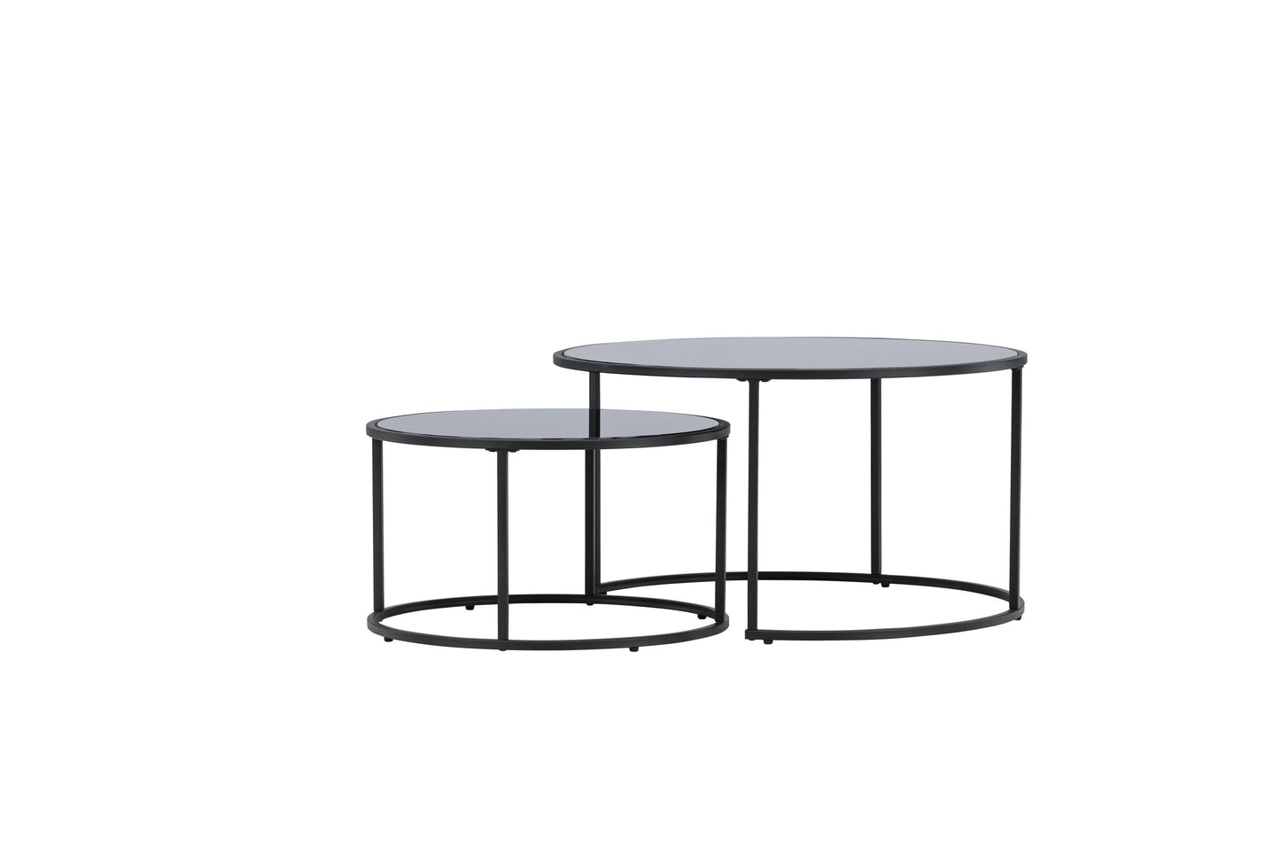 Twin Couchtisch 2er Set aus Glas/Stahl in Schwarz
