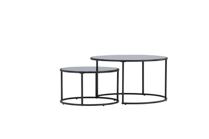 Twin Couchtisch 2er Set aus Glas/Stahl in Schwarz