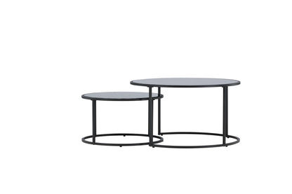 Twin Couchtisch 2er Set aus Glas/Stahl in Schwarz