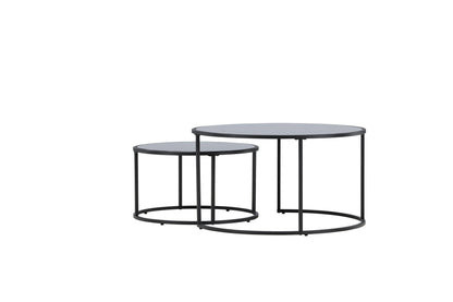Twin Couchtisch 2er Set aus Glas/Stahl in Schwarz