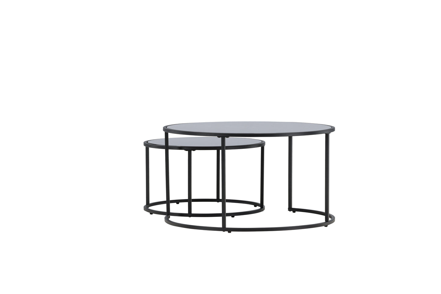 Twin Couchtisch 2er Set aus Glas/Stahl in Schwarz
