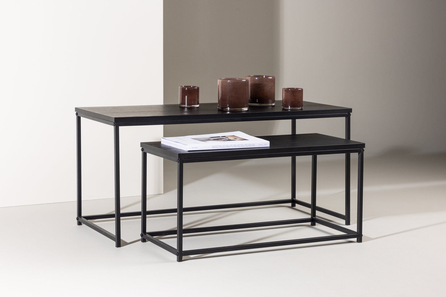 Mallan Couchtisch 2er Set aus Stahl/MDF in Schwarz