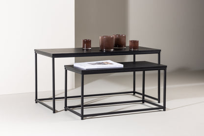 Mallan Couchtisch 2er Set aus Stahl/MDF in Schwarz