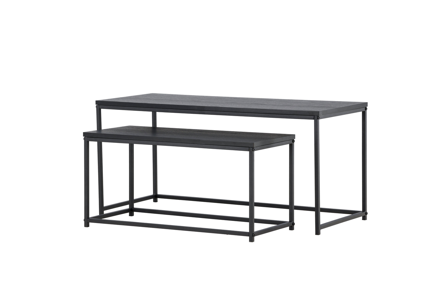 Mallan Couchtisch 2er Set aus Stahl/MDF in Schwarz