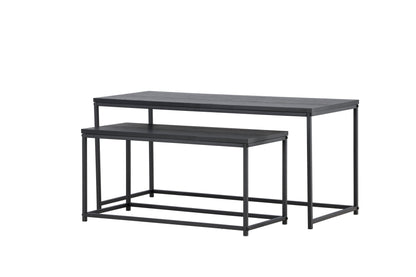 Mallan Couchtisch 2er Set aus Stahl/MDF in Schwarz