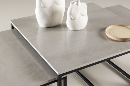 Solna Couchtisch 3er Set auf MDF/Stahl in Steinoptik