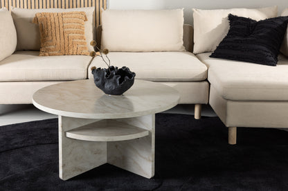 Ålesund Couchtisch auf MDF in Marmoroptik, Ø 85cm