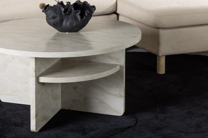 Ålesund Couchtisch auf MDF in Marmoroptik, Ø 85cm