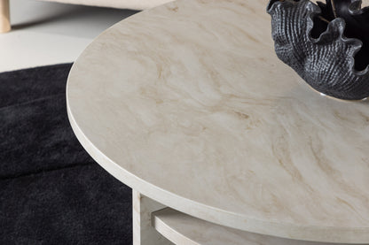 Ålesund Couchtisch auf MDF in Marmoroptik, Ø 85cm