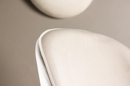 2er-Set Esszimmerstühle Velvet, Creme/Weiße Samt-Optik