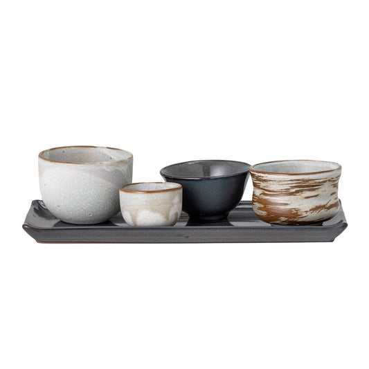 Masami Sushi-Set mit Tablett, Steingut, 5-teilig