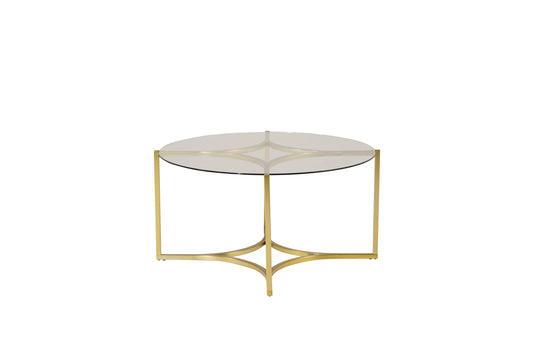 Kivik Couchtisch aus Glas und Stahl in Gold