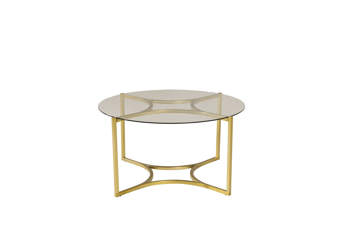 Kivik Couchtisch aus Glas und Stahl in Gold
