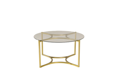 Kivik Couchtisch aus Glas und Stahl in Gold